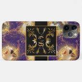 Verzierte florale Monogramm Niedliche Katze - Roya Case-Mate iPhone Hülle (Rückseite (Horizontal))
