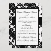 verzierte formale Schwarz-weiße Damastkonstruktion Einladung (Vorne/Hinten)