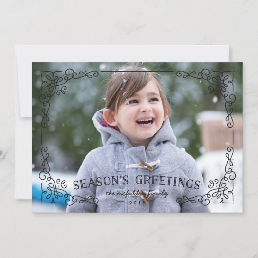 Verzierte Frame Holiday Card - Onyx Feiertagskarte (Vorderseite)