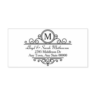Verzierte Frame Monogramm-Adresse Permastempel