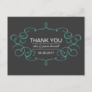 Verzierte Frame Wedding Vielen Dank Postcard Postkarte
