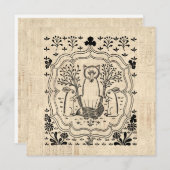 Verzierte Fuchs und Kaninchen Süße Tier Kunst Mitteilungskarte (Vorne/Hinten)