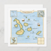 Verzierte Galapagos Archipel Karte mit Schiffen (Vorne/Hinten)
