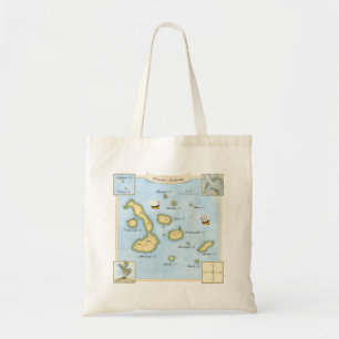 Verzierte Galapagos Archipel Karte mit Segelschiff Tragetasche