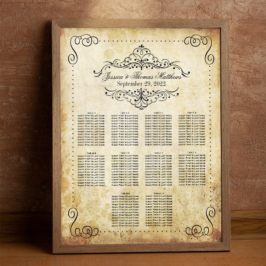 Verzierte Geblüht Seekarte für Vintage Poster