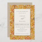 Verzierte Gelbe Verlobung Einladung (Vorne/Hinten)