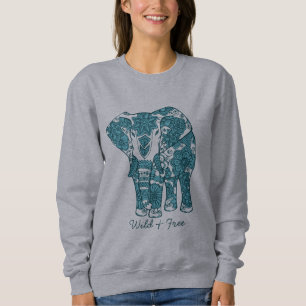 Verzierte Gemusterte Elefantenkunst Wild und koste Sweatshirt