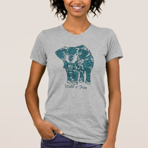 Verzierte Gemusterte Elefantenkunst Wild und koste T-Shirt