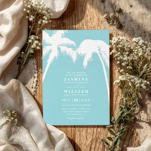 Verzierte geprägte tropische Palm-QR-Code-Hochzeit Einladung