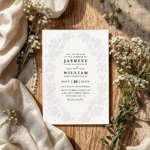 Verzierte geprägte Vintage-Blumen-QR-Code-Hochzeit Einladung