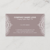 Verzierte Girl-White-Lace-Rahmen auf Tan-Hintergru Visitenkarte (Rückseite)