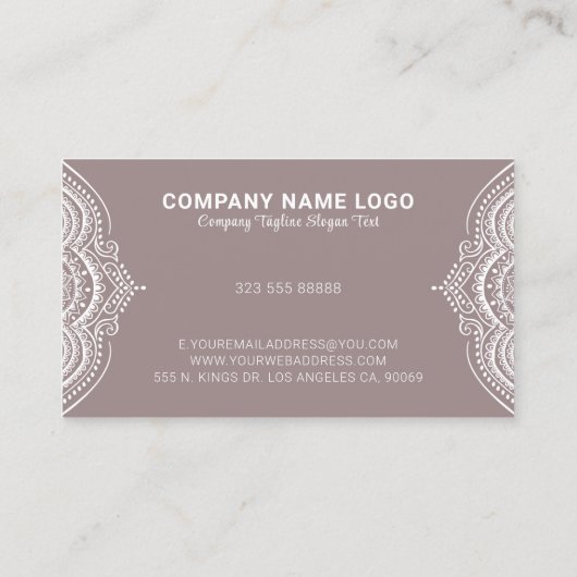 Verzierte Girl-White-Lace-Rahmen auf Tan-Hintergru Visitenkarte (Rückseite)