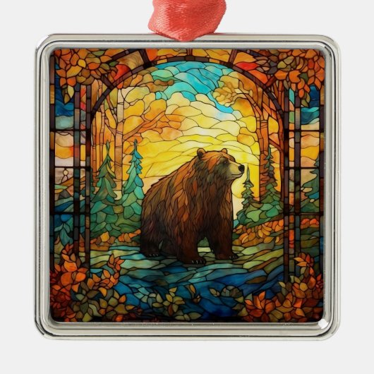 Verzierte Glasbären Ornament Aus Metall (Vorne)