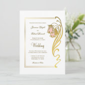 Verzierte Gold Frame Script Hochzeit Einladung (Stehend Vorderseite)