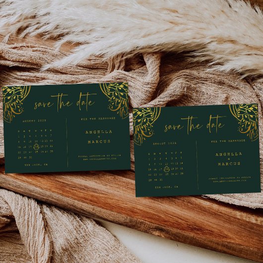 Verzierte Gold Frills Wedding sichern die Datumska Save The Date