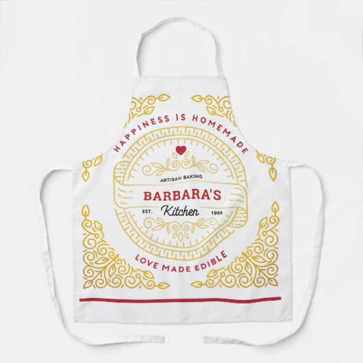 Verzierte Gold Scroll Liebe aus essbaren Hipster L Schürze (Vorderseite)