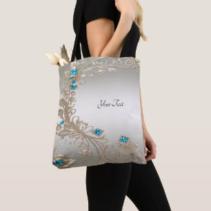 Verzierte Goldblaue Steine Tote Bag Tasche