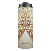 Verzierte Goldblüte Thermosbecher (Vorderseite)