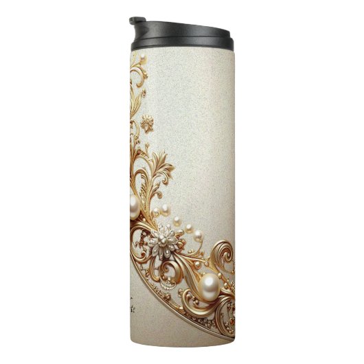 Verzierte Goldblüte Thermosbecher (Nach rechts gedreht)
