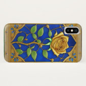 Verzierte Goldene Rose Case-Mate iPhone Hülle (Rückseite (Horizontal))