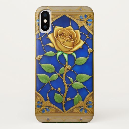 Verzierte Goldene Rose Case-Mate iPhone Hülle (Rückseite)