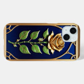 Verzierte Goldene Rose Case-Mate iPhone Hülle (Rückseite (Horizontal))