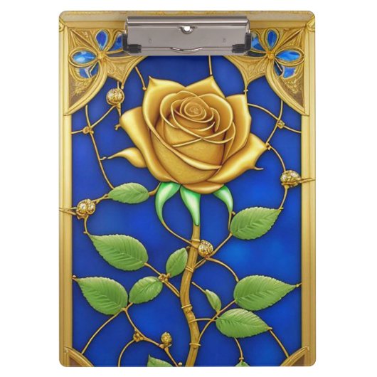 Verzierte Goldene Rose Klemmbrett (Vorderseite)