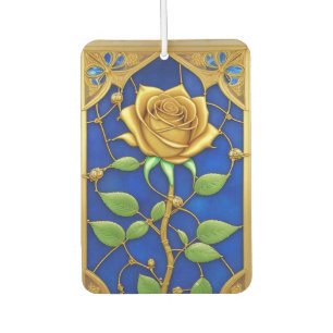 Verzierte Goldene Rose Kunstwerk Autolufterfrischer