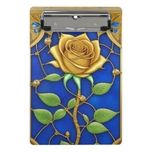 Verzierte Goldene Rose Kunstwerk Mini Klemmbrett