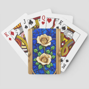 Verzierte Goldene Rose Kunstwerk Spielkarten
