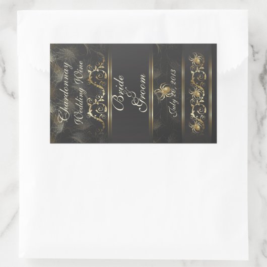 Verzierte Goldene Spinnen Hochzeitsnadel Rechteckiger Aufkleber (Tasche)