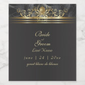 Verzierte Goldene Spinnen Hochzeitswein Weinetikett (Einzelnes Label)