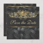 Verzierte Goldene Spinnen Save the Date Einladung (Vorne/Hinten)