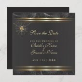 Verzierte Goldene Spinnen Save the Date Einladung (Vorne/Hinten)