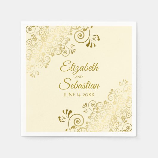 Verzierte Goldflorenfiligree Hochzeit Serviette (Vorderseite)