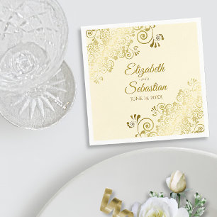 Verzierte Goldflorenfiligree Hochzeit Serviette