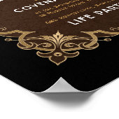 Verzierte Goldgrenze - Schwarz-weißes Hochzeitszer Poster (Ecke)