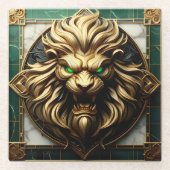 Verzierte Goldion mit regelmäßiger Detaillierung Glasuntersetzer (Vorderseite)