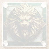 Verzierte Goldion mit regelmäßiger Detaillierung Glasuntersetzer (Rückseite)