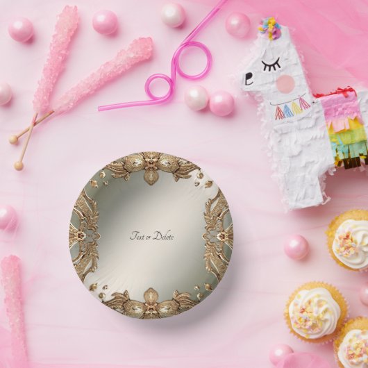 Verzierte Goldpapierbowle Pappteller (Party)