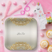 Verzierte Goldpapierplatte Pappteller (Party)