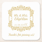 Verzierte Goldrahmen-Hochzeit Personalisiert Rechteckiger Pappuntersetzer (Vorderseite)