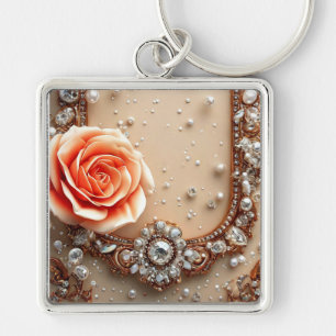 Verzierte Goldrahmen mit Rose Schlüsselanhänger