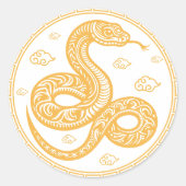 Verzierte Goldschlange Chinesisches Neujahr Runder Aufkleber (Vorderseite)