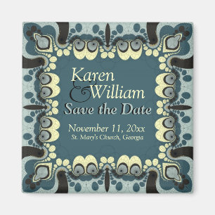 Verzierte Göttin Aquamarin Black Save the Date Hoc Magnet