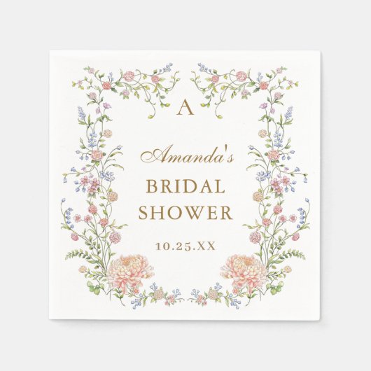 Verzierte Grace Pastel Blush Brautparty Serviette (Vorderseite)