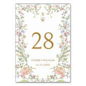 Verzierte Grace Pastel Blush Toile Hochzeit Tischnummer (Vorderseite)