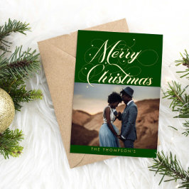 Verzierte Green Gold Merry Weihnachtsfoil Weihnach Folien Feiertagskarte