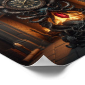 Verzierte Großvateruhr - Dragon & Octopus-Design Poster (Ecke)