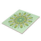 Verzierte grüne gelbe Mandala 2 Fliese (Seite)